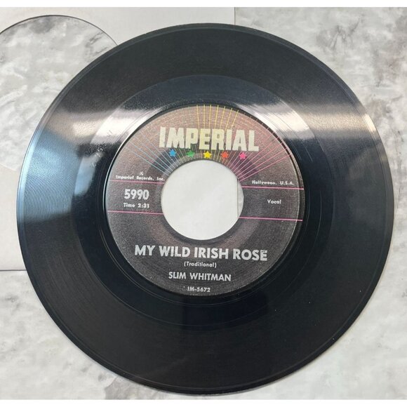 Slim Whitman My Wild Irish Rose / Chime Bells 45 Vinyl Classic Country Imperial - Picture 4 of 6